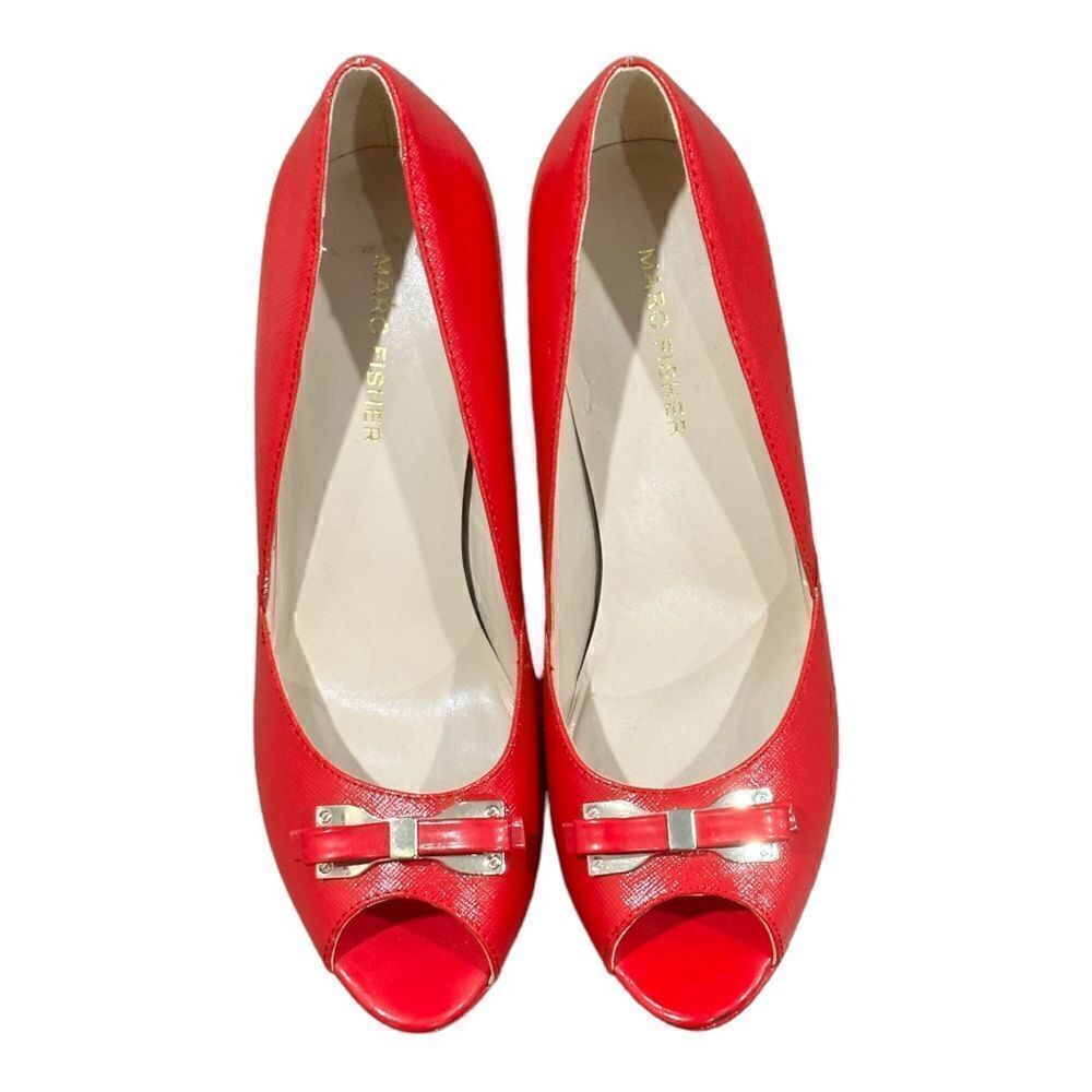 Marc Fisher Marsha Peep Toe Pumps in the Size 8 in True Red Color